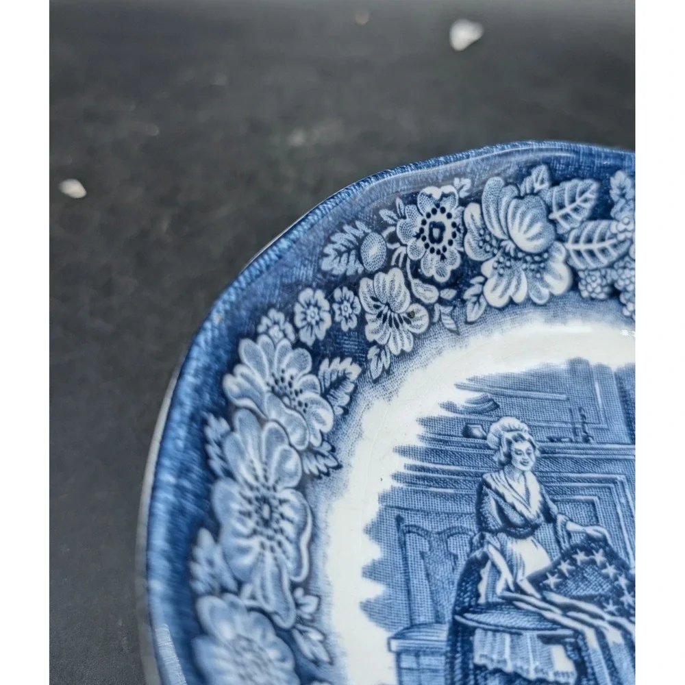 Liberty Blue Historic Colonial Scenes Betsy Ross Fruit Bowls Set of 5 England
